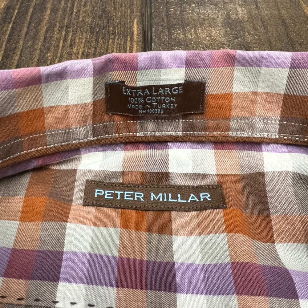 Peter Millar Mens Extra Large Plaid Button Down Shirt 100 Percent Cotton - Picture 2 of 5